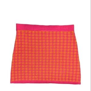 Free Assembly NWOT XXL Plaid 90s Mini Skirt, Tweed Sweater Knit, Pink Orange